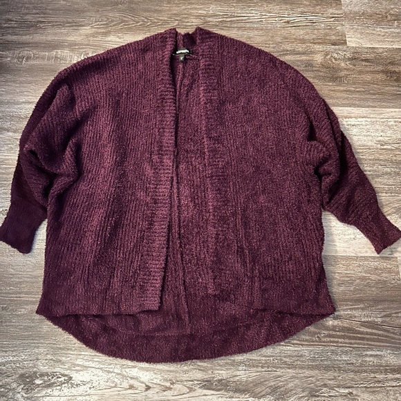 Express fuzzy oversized slouchy cocoon open cardigan - Picture 2 of 11